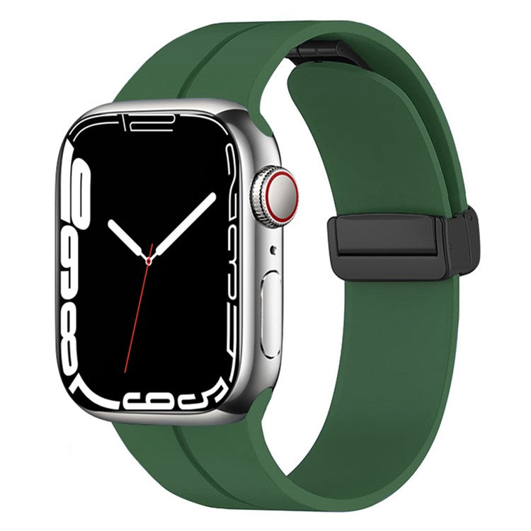 Watch Strap for Apple Watch Series 10 42mm / 9 8 7 41mm / SE (2023) SE (2022) SE 6 5 4 40mm / 3 2 1 38mm Silicone Sport Band with Magnetic Folding Buckle - Dark Green