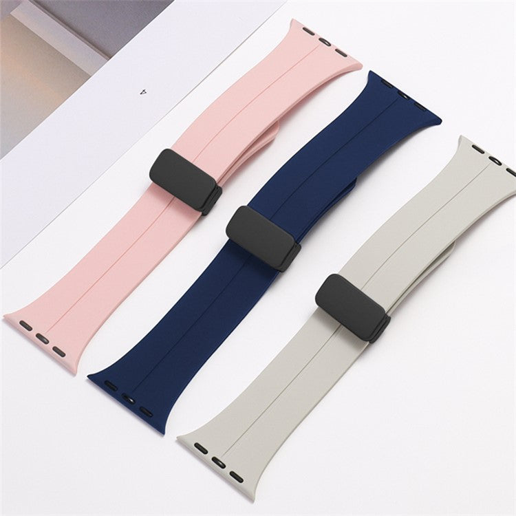 Watch Strap for Apple Watch Series 10 42mm / 9 8 7 41mm / SE (2023) SE (2022) SE 6 5 4 40mm / 3 2 1 38mm Silicone Sport Band with Magnetic Folding Buckle - Dark Green