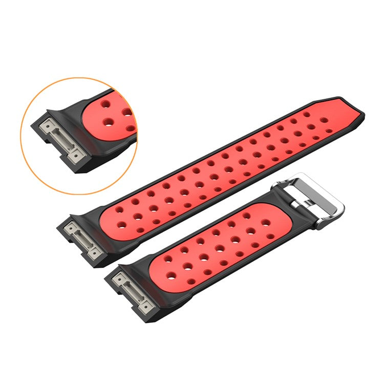 For Huawei Watch GT Cyber Multiple Holes Design Silicone Watch Strap Double Color Watchband - Red / Black