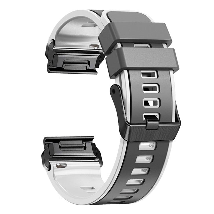 For Garmin Tactix 7 Pro / Tactix Delta Replacement Wristband Quick Release Dual-color Soft Silicone Sport Watch Band - Grey / White