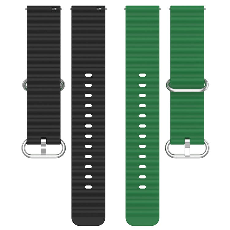 For Garmin Vivoactive 4 / Garmin Venu 2 Universal 22mm Silicone Watch Strap Wavy Design Double Color Watchband - Green / Black