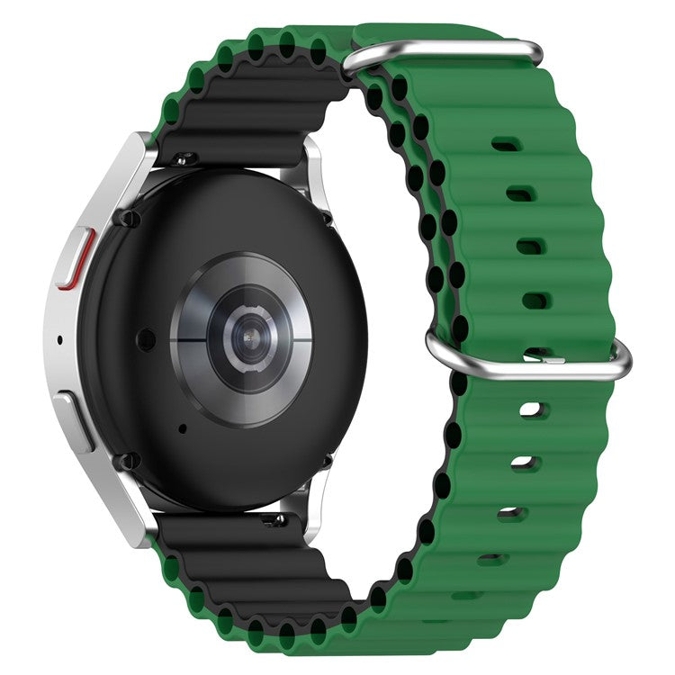 For Garmin Vivoactive 4 / Garmin Venu 2 Universal 22mm Silicone Watch Strap Wavy Design Double Color Watchband - Green / Black
