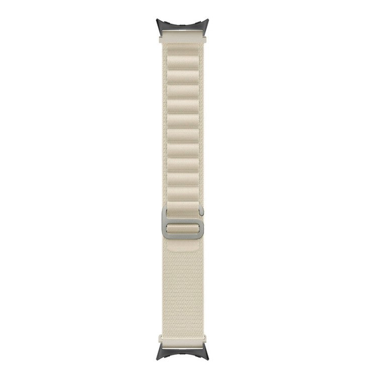 For Google Pixel Watch 3 41mm / Watch 2 / Pixel Watch Nylon Sport Wrist Strap Metal G-Hook Adjustable Watch Band with Black Connector - Beige