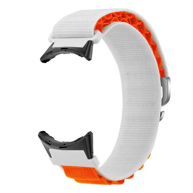 For Google Pixel Watch 3 41mm / Watch 2 / Pixel Watch Nylon Sport Wrist Strap Metal G-Hook Adjustable Watch Band with Black Connector - White / Orange