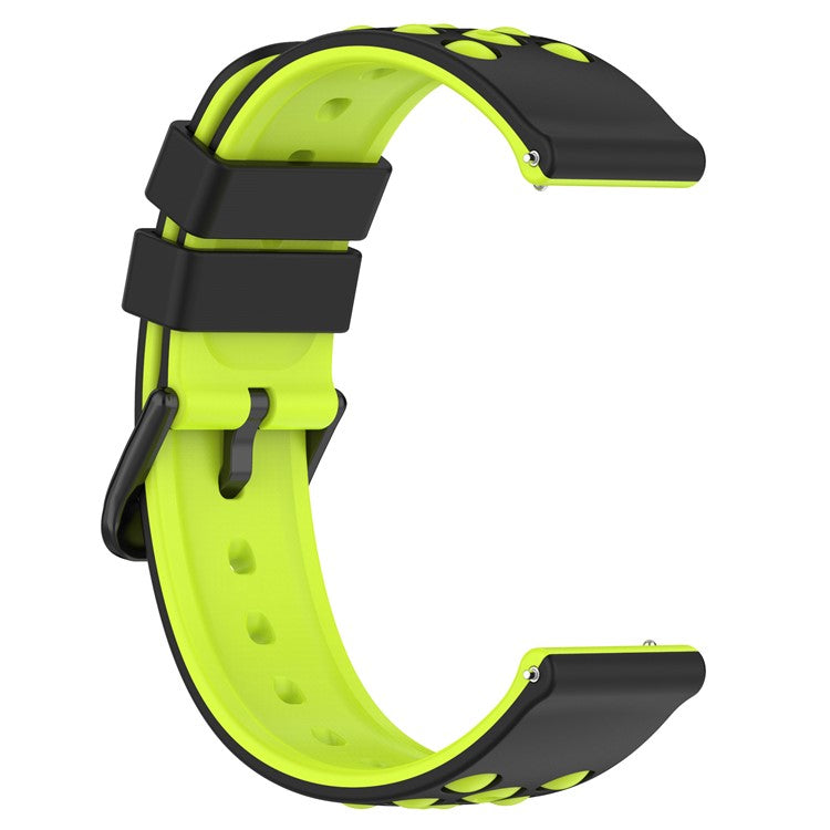 For Garmin Venu 2 Plus / Venu Sq 2 Universal 20mm Soft Silicone Watch Band Big Hole Design Double Color Watch Strap - Black / Green