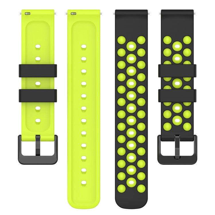For Garmin Venu 2 Plus / Venu Sq 2 Universal 20mm Soft Silicone Watch Band Big Hole Design Double Color Watch Strap - Black / Green