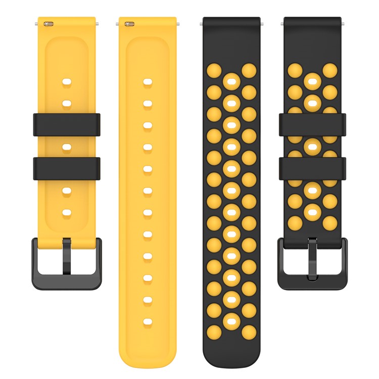 For Garmin Forerunner 255 / 745 Universal 22mm Bi-color Soft Silicone Watch Band Big Hole Design Watch Strap - Black / Yellow
