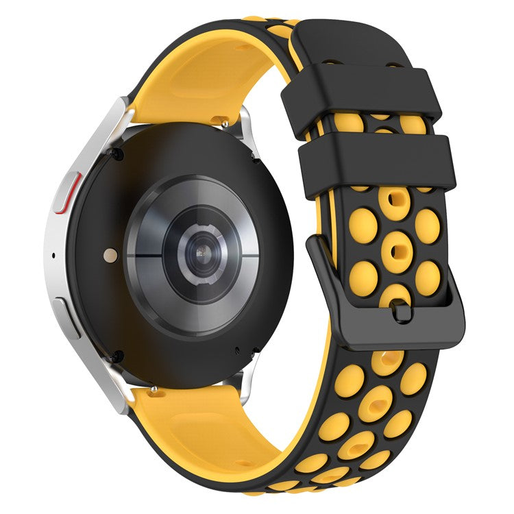 For Garmin Forerunner 255 / 745 Universal 22mm Bi-color Soft Silicone Watch Band Big Hole Design Watch Strap - Black / Yellow