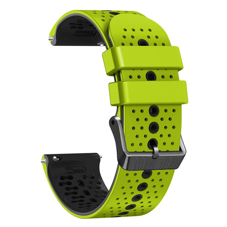 For Garmin Forerunner 255 / 745 Universal 22mm Bi-color Soft Silicone Watch Band Dual Color Watch Strap - Lime / Black