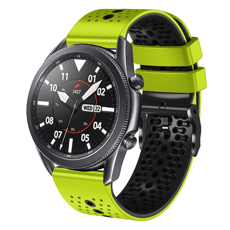 For Garmin Forerunner 255 / 745 Universal 22mm Bi-color Soft Silicone Watch Band Dual Color Watch Strap - Lime / Black