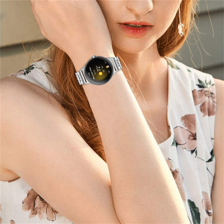 For Google Pixel Watch 2 / Pixel Watch Luxury 7 Beads Stainless Steel Smart Watch Band Stylish Replacement Wrist Strap - Silver