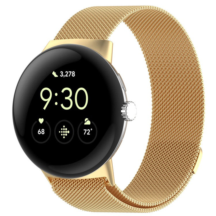 Stylish Breathable Mesh Wrist Band For Google Pixel Watch 3 41mm / Watch 2 / Pixel Watch Metal Milanese Replacement Adjustable Watch Band - Gold