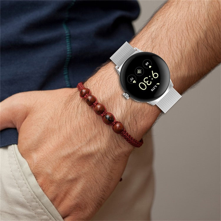 Stylish Breathable Mesh Wrist Band For Google Pixel Watch 3 41mm / Watch 2 / Pixel Watch Metal Milanese Replacement Adjustable Watch Band - Gold