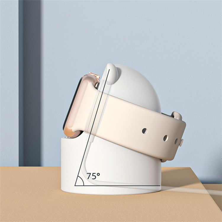 For Apple Watch Cute Bear Charger Holder Smart Watch Silicone Charging Stand Base - White
