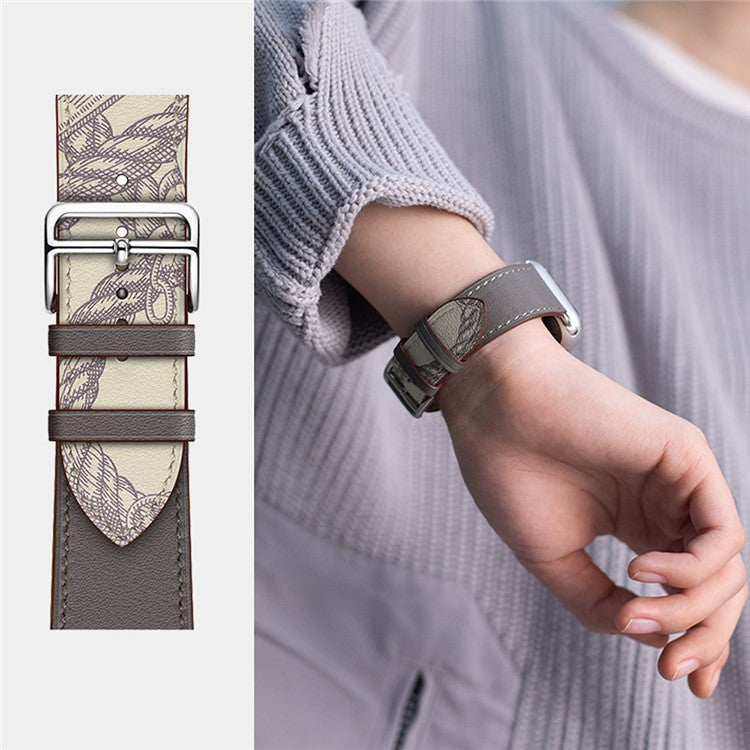 For Google Pixel Watch 2 / Pixel Watch Genuine Leather Watch Band Stainless Steel Buckle Replacement Strap - Taupe