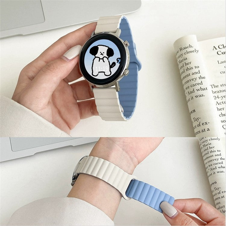 For Google Pixel Watch 2 / Pixel Watch Dual-Color Silicone Replacement Strap 20mm Adjustable Magnetic Closure Watch Band - Blackish Green / Orange