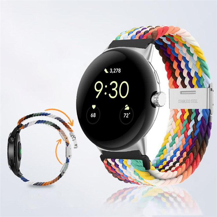 For Google Pixel Watch 3 41mm / Watch 2 / Pixel Watch Buckle Design Nylon Watchband Smart Bracelet Adjustable Strap Breathable Band - Multi-Color