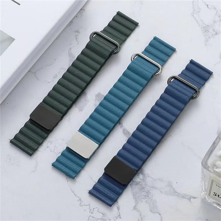 Magnetic Buckle Watch Band for Google Pixel Watch 2 / Pixel Watch Genuine Leather Watch Strap Quick Release Watchband - Dark Grey
