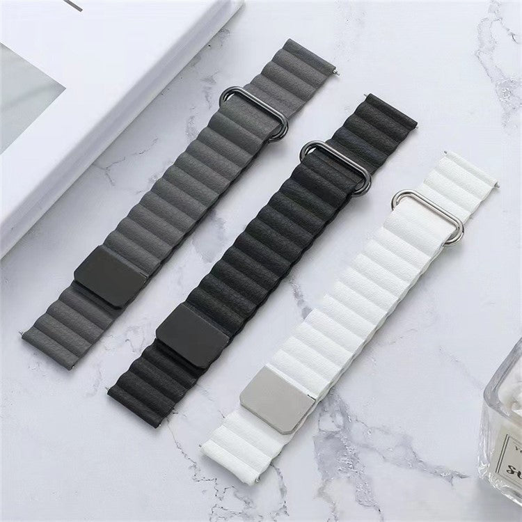 Magnetic Buckle Watch Band for Google Pixel Watch 2 / Pixel Watch Genuine Leather Watch Strap Quick Release Watchband - Dark Grey
