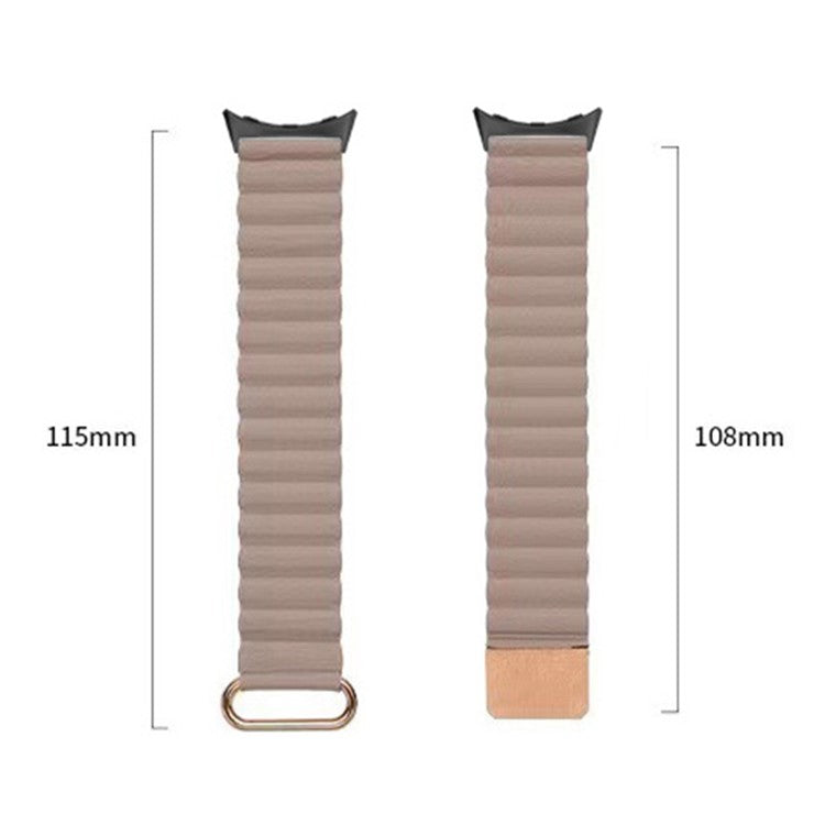 Magnetic Buckle Watch Band for Google Pixel Watch 2 / Pixel Watch Genuine Leather Watch Strap Quick Release Watchband - Dark Grey