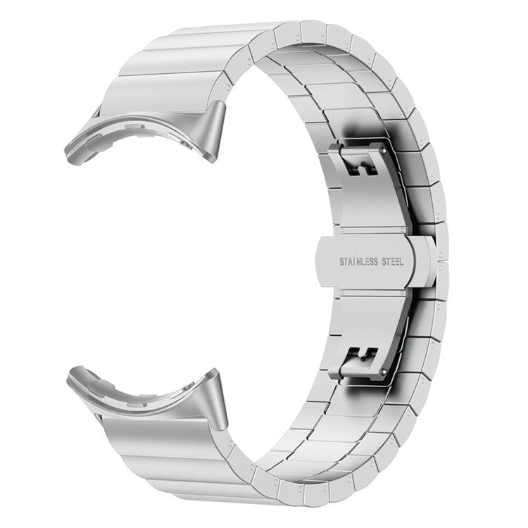 For Google Pixel Watch 2 / Pixel Watch Quick Release Metal Band Butterfly Buckle Clasp Bracelet Watch Strap - Silver
