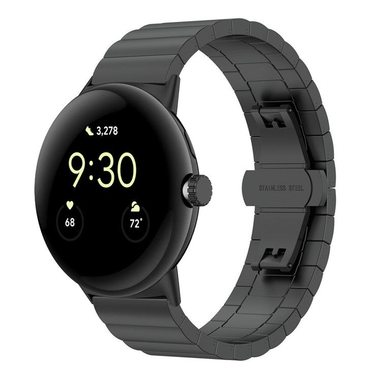 For Google Pixel Watch 2 / Pixel Watch Quick Release Metal Band Butterfly Buckle Clasp Bracelet Watch Strap - Black