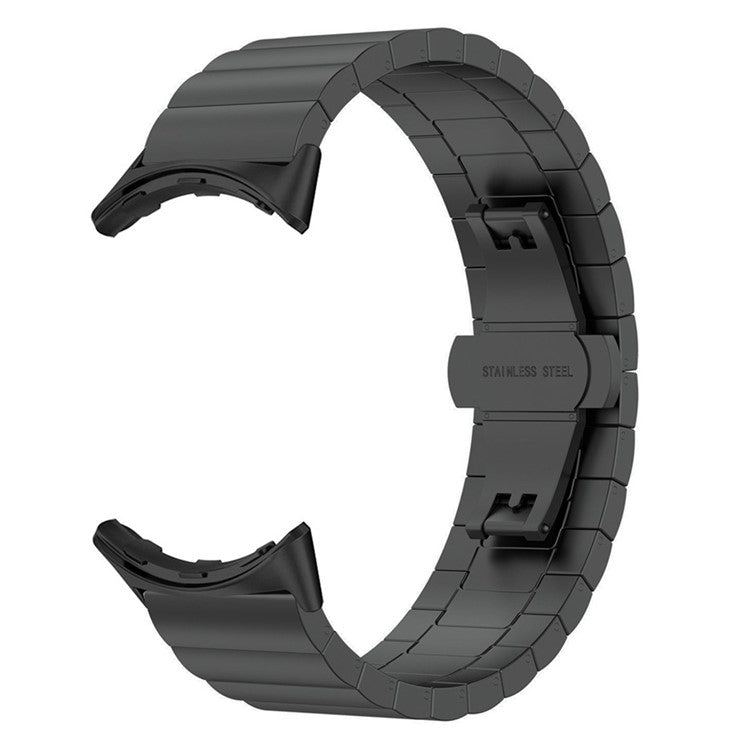 For Google Pixel Watch 2 / Pixel Watch Quick Release Metal Band Butterfly Buckle Clasp Bracelet Watch Strap - Black