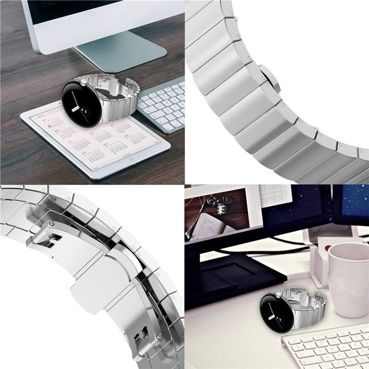 For Google Pixel Watch 2 / Pixel Watch Quick Release Metal Band Butterfly Buckle Clasp Bracelet Watch Strap - Black