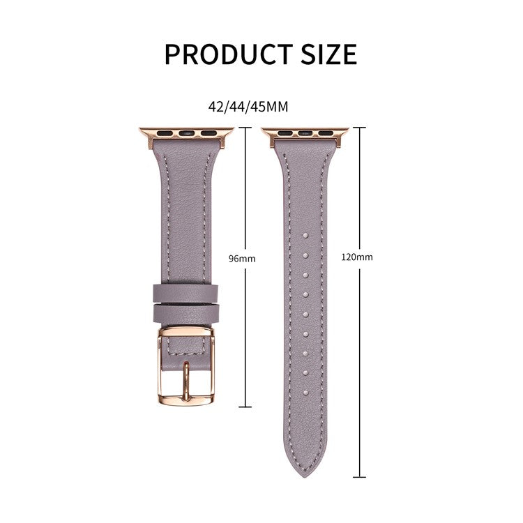 For Apple Watch Series 10 46mm / Ultra 2 Ultra 49mm / Series 9 8 7 45mm / 6 5 4 SE (2023) SE (2022) SE 44mm / 3 2 1 42mm Quick Release Watch Band Genuine Leather Watch Strap - Black