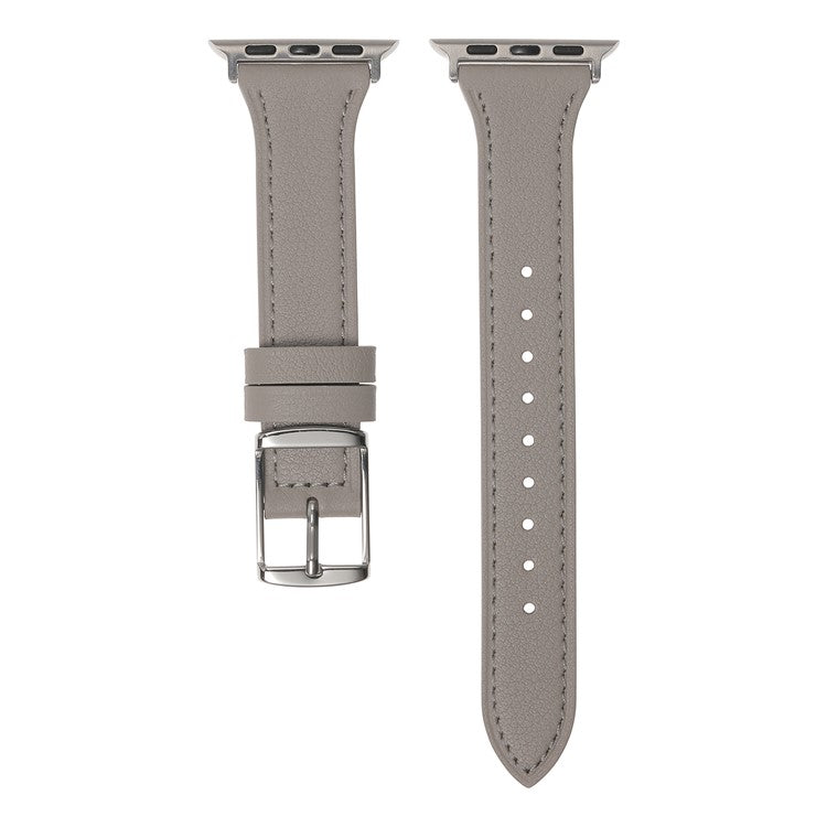 Watch Strap for Apple Watch Series 10 42mm / 9 8 7 41mm / SE (2023) SE (2022) SE 6 5 4 40mm / 3 2 1 38mm Genuine Leather Band - Grey