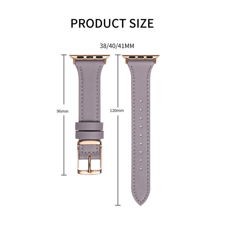 Watch Strap for Apple Watch Series 10 42mm / 9 8 7 41mm / SE (2023) SE (2022) SE 6 5 4 40mm / 3 2 1 38mm Genuine Leather Band - Grey