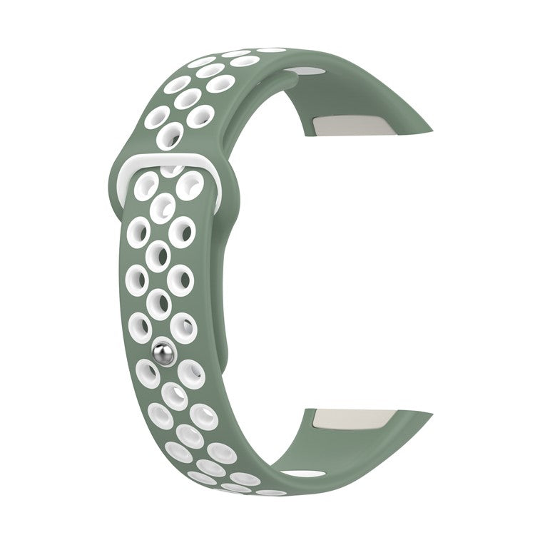 For Huawei Band 6 / Honor Band 6 Dual Color Silicone Watch Band Adjustable Wrist Strap Replacement - Light Green / White