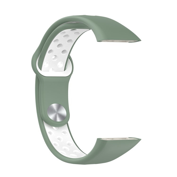 For Huawei Band 6 / Honor Band 6 Dual Color Silicone Watch Band Adjustable Wrist Strap Replacement - Light Green / White