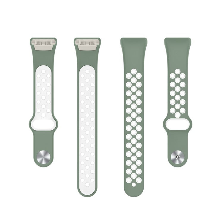 For Huawei Band 6 / Honor Band 6 Dual Color Silicone Watch Band Adjustable Wrist Strap Replacement - Light Green / White