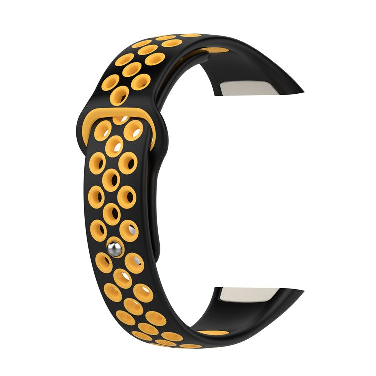 For Huawei Band 6 / Honor Band 6 Dual Color Silicone Watch Band Adjustable Wrist Strap Replacement - Black / Yellow