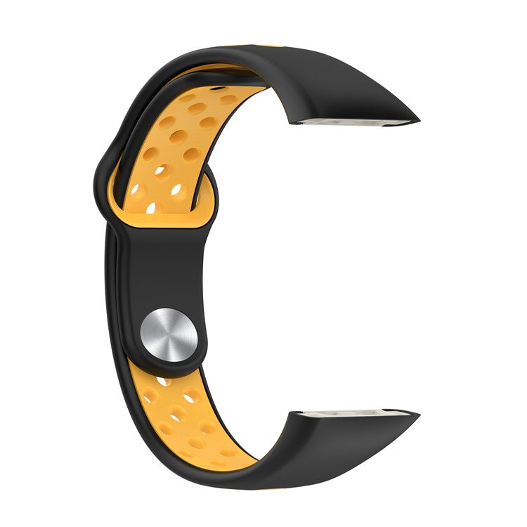 For Huawei Band 6 / Honor Band 6 Dual Color Silicone Watch Band Adjustable Wrist Strap Replacement - Black / Yellow