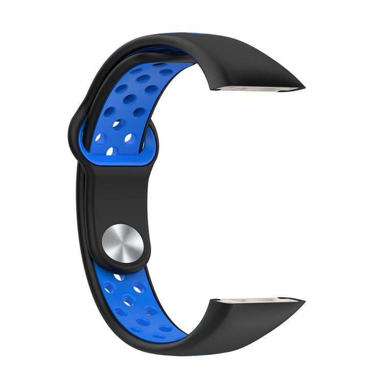 For Huawei Band 6 / Honor Band 6 Dual Color Silicone Watch Band Adjustable Wrist Strap Replacement - Black / Blue