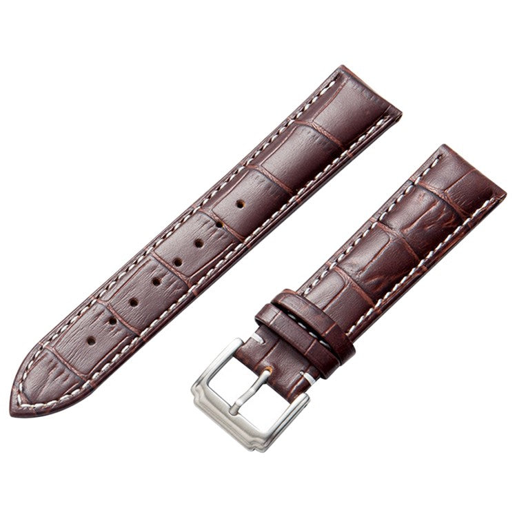 Watch Strap Genuine Leather Smart Watch Band Universal 16mm Watchband Replacement Part - Dark Brown