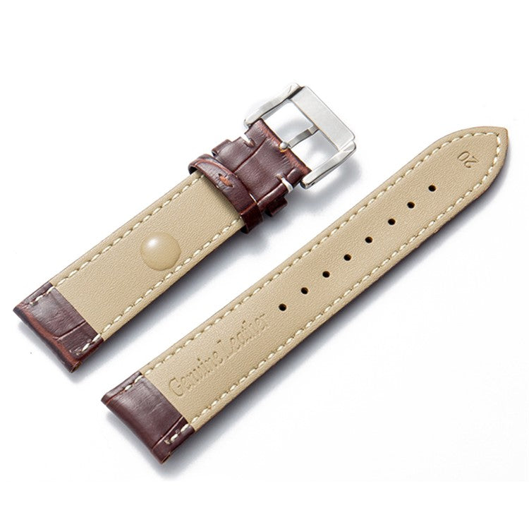 Watch Strap Genuine Leather Smart Watch Band Universal 16mm Watchband Replacement Part - Dark Brown