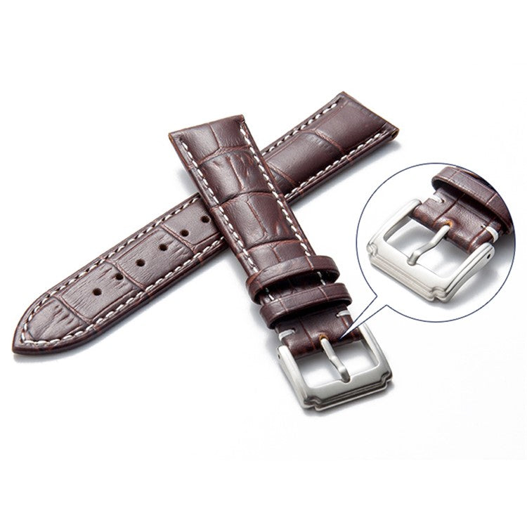 Watch Strap Genuine Leather Smart Watch Band Universal 16mm Watchband Replacement Part - Dark Brown