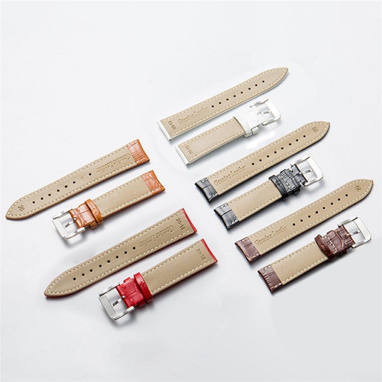 Watch Strap Genuine Leather Smart Watch Band Universal 16mm Watchband Replacement Part - Dark Brown