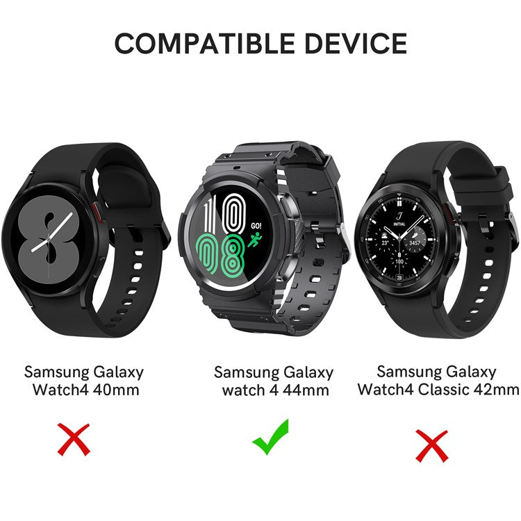 AHASTYLE WG67 Rugged Sport Case with Band Compatible with Samsung Galaxy Watch4 44mm , Soft TPU Watch Band Wrist Strap Bumper Cover - Beige