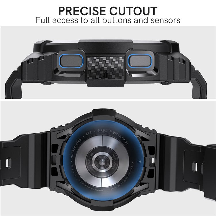 AHASTYLE WG67 Rugged Sport Case with Band Compatible with Samsung Galaxy Watch4 44mm , Soft TPU Watch Band Wrist Strap Bumper Cover - Beige