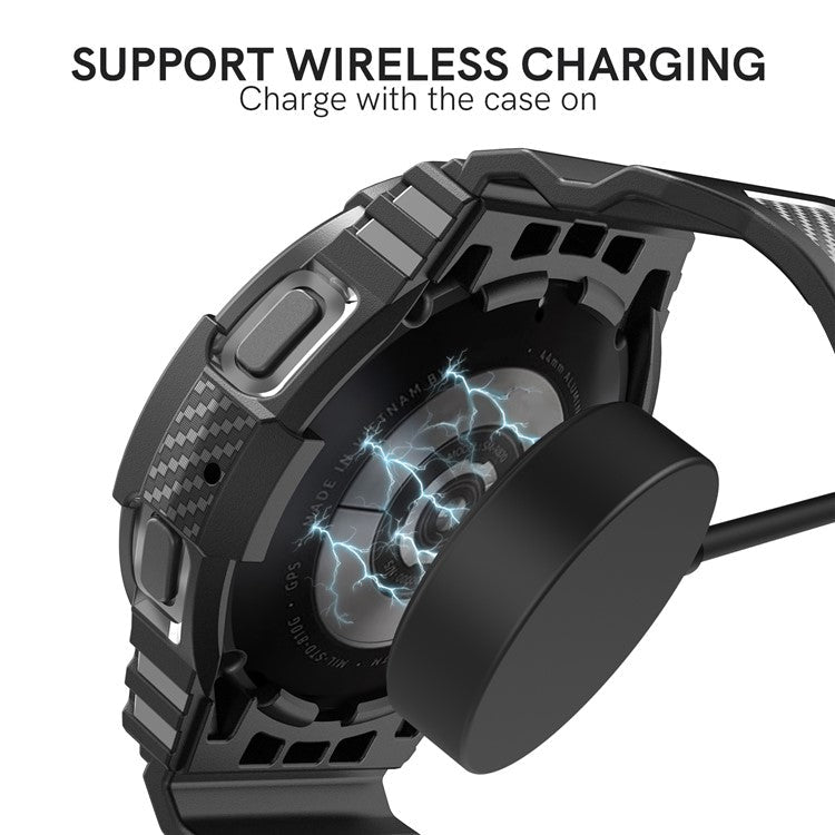 AHASTYLE WG67 Rugged Sport Case with Band Compatible with Samsung Galaxy Watch4 44mm , Soft TPU Watch Band Wrist Strap Bumper Cover - Beige