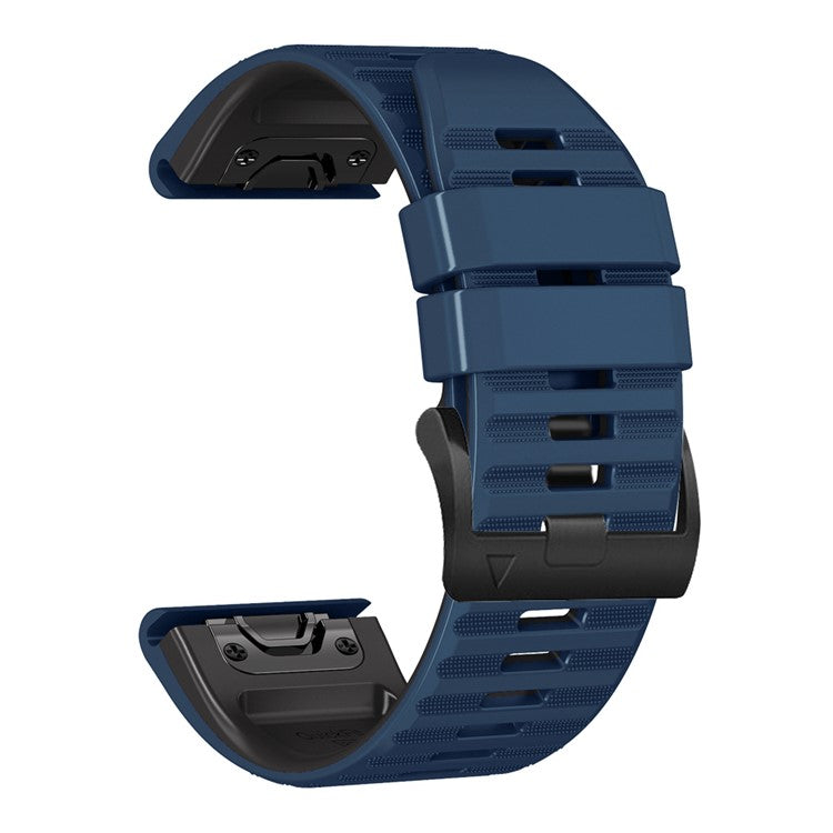 For Garmin Tactix Delta / Enduro Horizontal Stripes Silicone Replacement Watch Strap Adjustable Wrist Band - Midnight Blue / Black