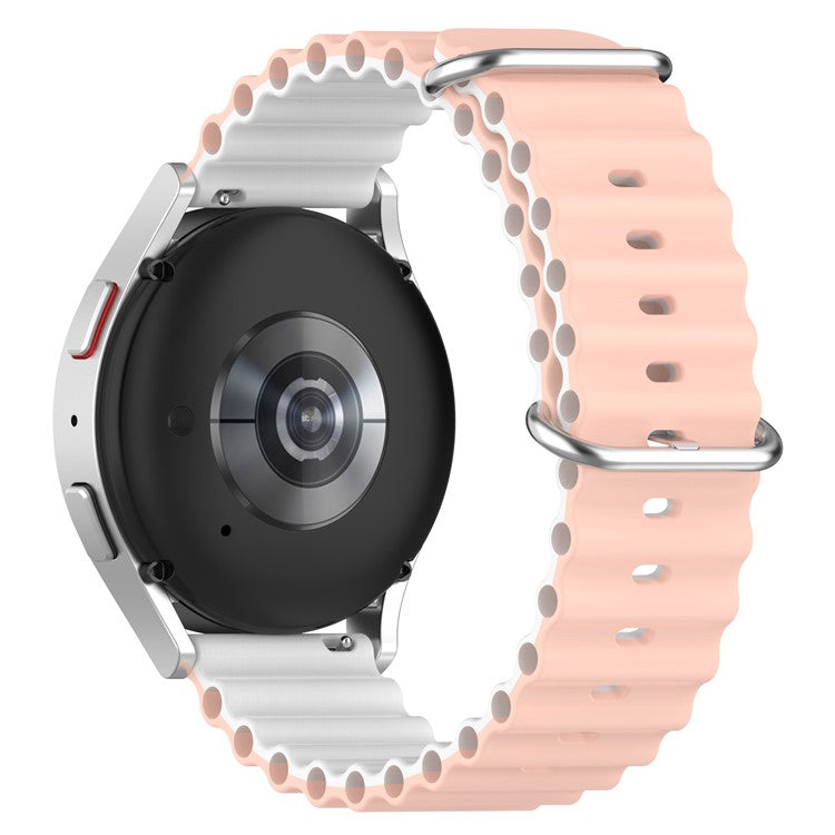 For Huami Amazfit GTS 4 / GTS 4 Mini / GTS 3 Dual Color Silicone Watch Strap 20mm Wave Design Adjustable Wrist Band - Pink / White