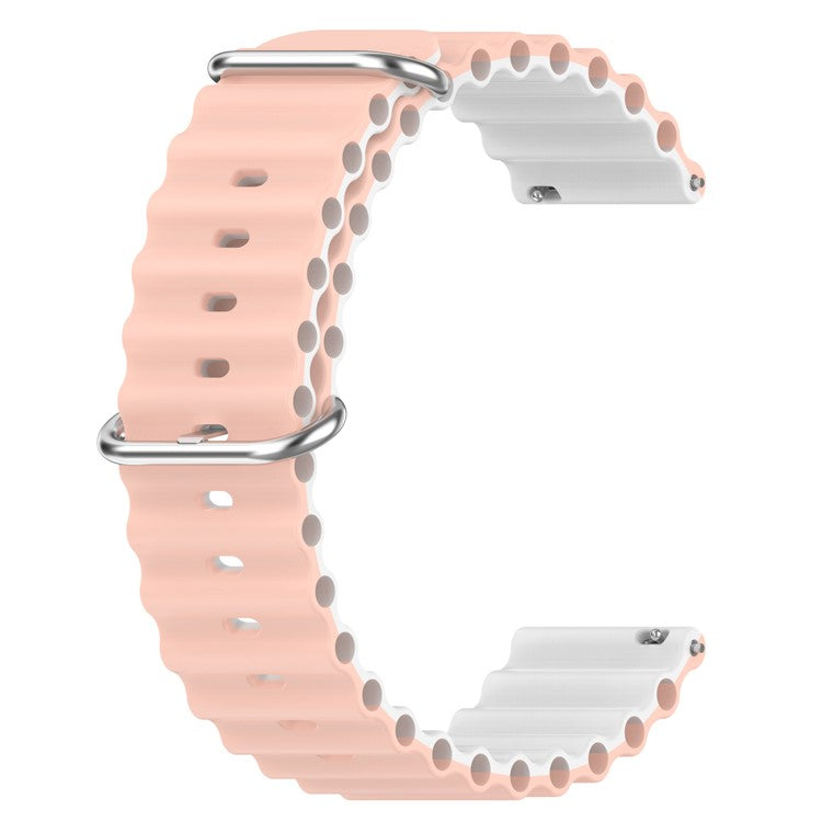 For Huami Amazfit GTS 4 / GTS 4 Mini / GTS 3 Dual Color Silicone Watch Strap 20mm Wave Design Adjustable Wrist Band - Pink / White
