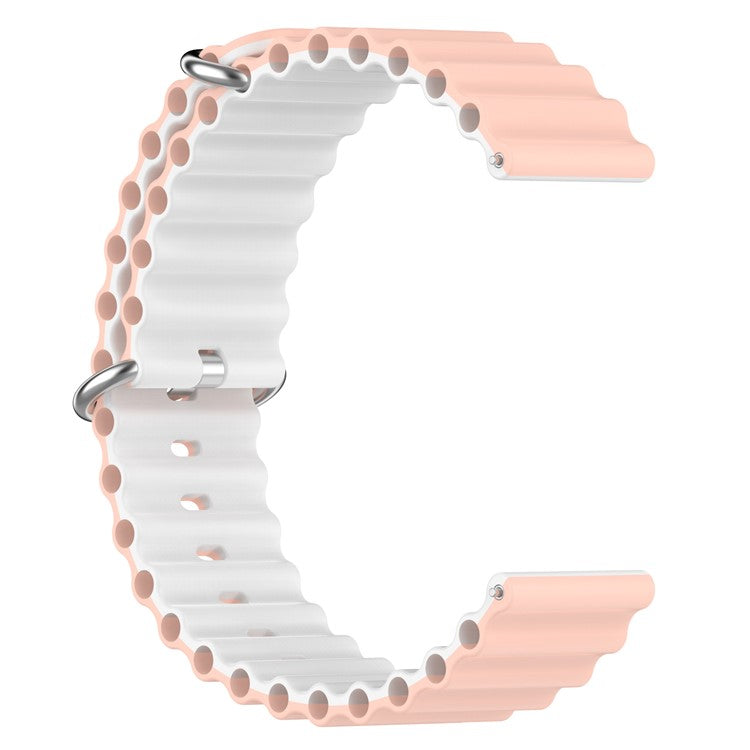For Huami Amazfit GTS 4 / GTS 4 Mini / GTS 3 Dual Color Silicone Watch Strap 20mm Wave Design Adjustable Wrist Band - Pink / White