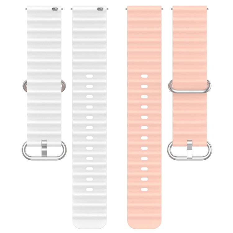 For Huami Amazfit GTS 4 / GTS 4 Mini / GTS 3 Dual Color Silicone Watch Strap 20mm Wave Design Adjustable Wrist Band - Pink / White