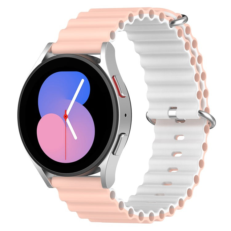 For Huami Amazfit GTS 4 / GTS 4 Mini / GTS 3 Dual Color Silicone Watch Strap 20mm Wave Design Adjustable Wrist Band - Pink / White